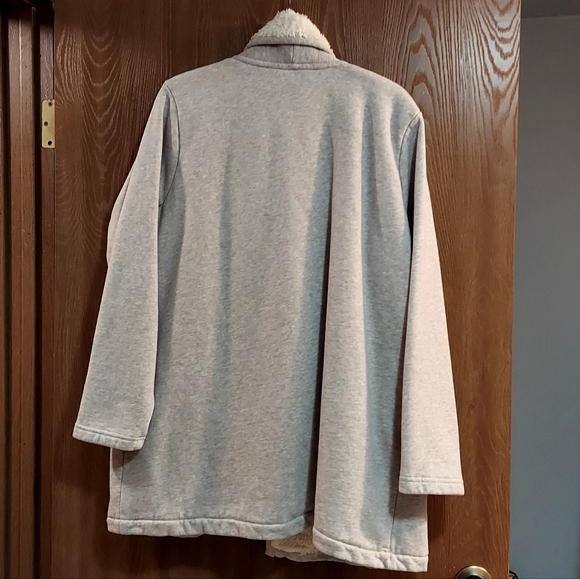 L.L. Bean 1912 Fleece Lined Cardigan Size 1X Oatmeal Heather - Picture 4 of 6